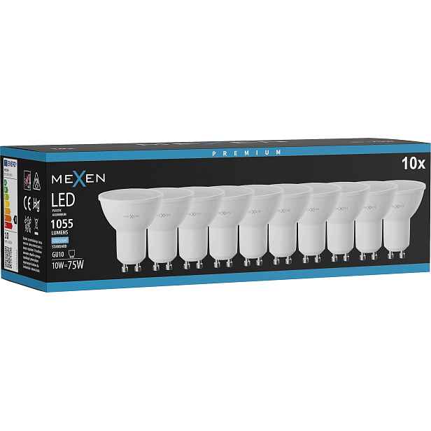 Mexen Nova 10X Led Žárovka GU10 10W Studená Bílá 6500K 1055 LM