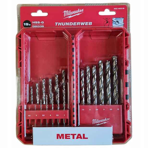 Sada vrtáků do kovu Milwaukee 1-10 mm Hss-g 19 ks