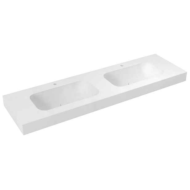 Sapho EMICO dvojumyvadlo, Rockstone, 180x50cm, límec L, bílá mat