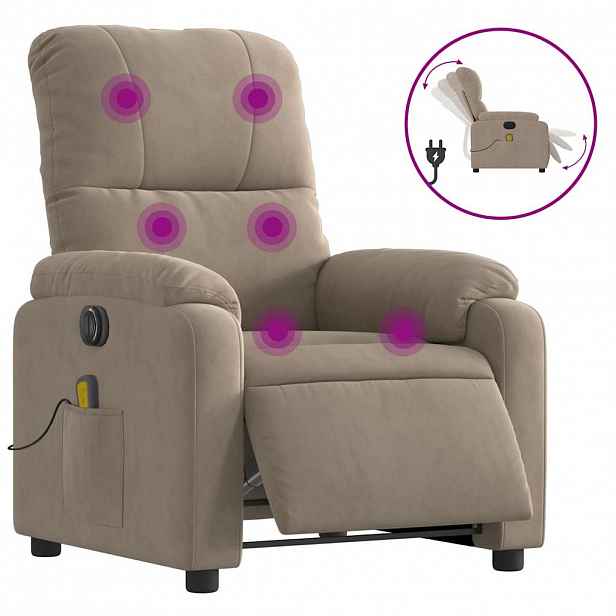 vidaXL Elektrické masážní polohovací křeslo taupe látka z mikrovlákna