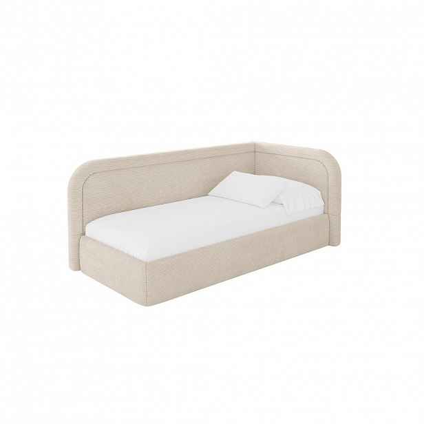 ALTDECOR JEDNOLŮŽKOVÁ POSTEL pro mládež s úložným prostorem a matrací H3/H4, vlevo - JOVY 80x200 béžová