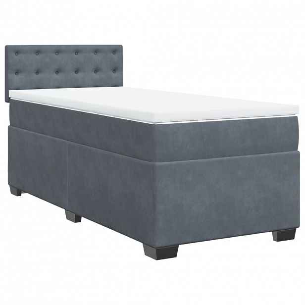 vidaXL Box spring postel s matrací tmavě šedá 90x200 cm samet
