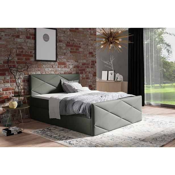 Čalouněná postel ZOE LUX - 120x200, šedá + topper ZDARMA