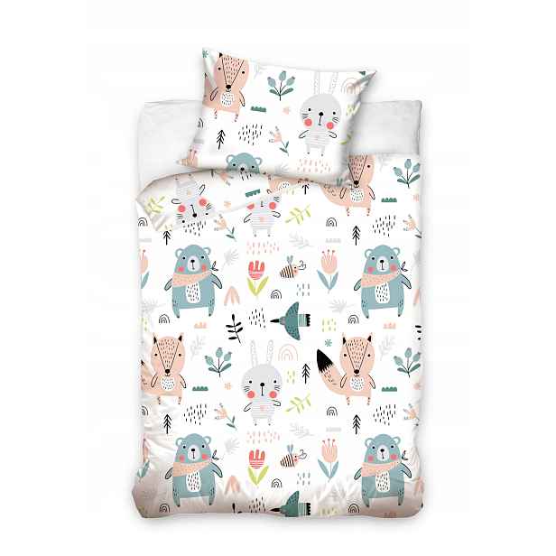 Dětské povlečení Zvířata Medvídek Liška Králíček Zvířata 140x200 bavlna.