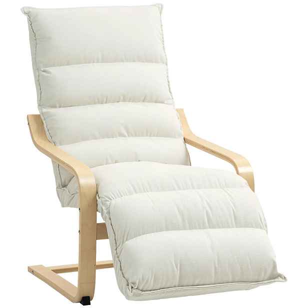 HOMCOM LEHÁTKO, polyester, březový laminát, krémově bílá