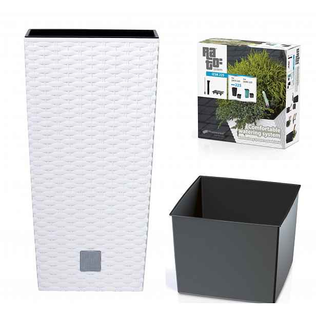 květináč zavlažováním Rattan Urbi 40x75cm Bílý