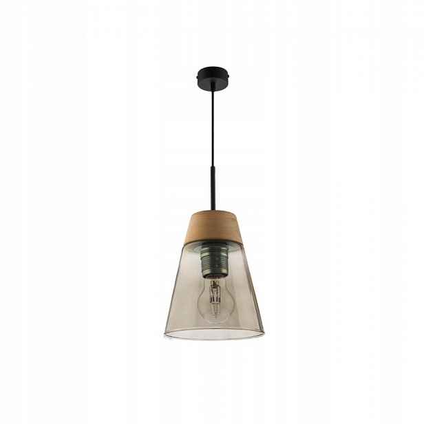 Závěsná lampa Domino Černá Kouřové skleněné stínítko 1xE27 23 cm Stropní dům