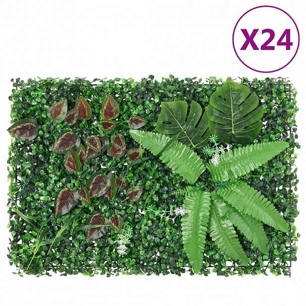 vidaXL Umělý plot s rostlinami 24 ks zelený 40 x 60 cm