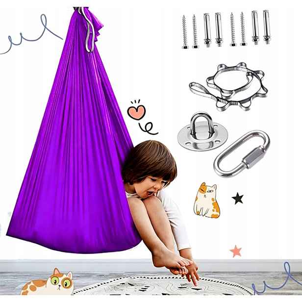 Houpací síť na jógu 280 x 150 cm odolný nylon, pro cvičení a protahování 150 kg