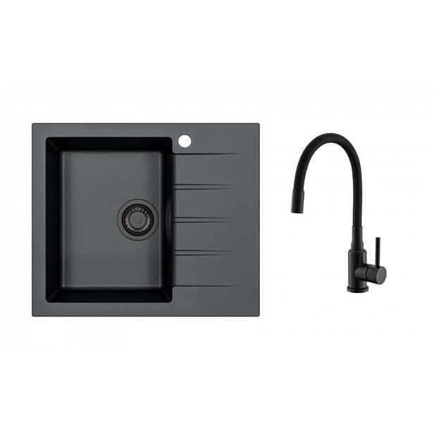 Alveus - Set dřezu Cadit 10 a baterie Mintas, deep black SETA25620