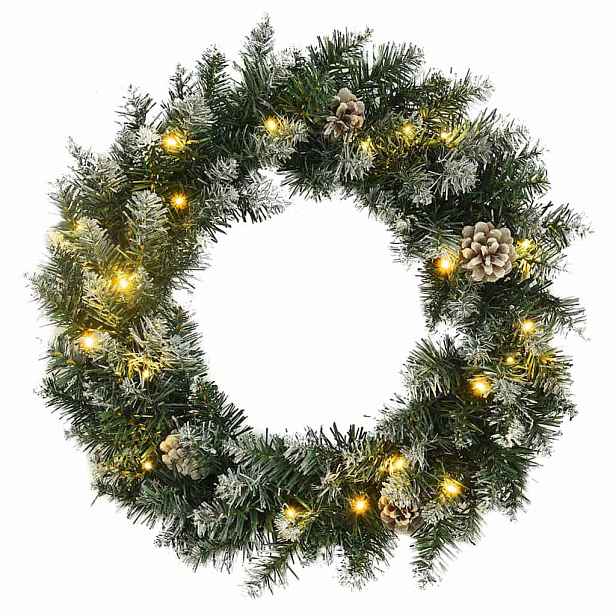 vidaXL Vánoční věnec s LED diodami zelený 60 cm PVC
