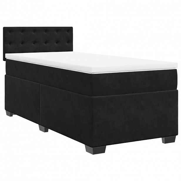 vidaXL Box spring postel s matrací černá 90x200 cm samet