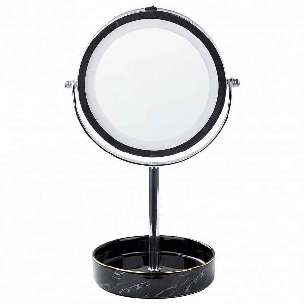 Beliani KOSMETICKÉ ZRCADLO stříbrné/černé s LED osvětlením 20 cm Savoie