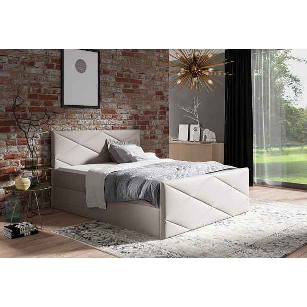 Čalouněná postel ZOE LUX - 140x200, béžová 1 + topper ZDARMA