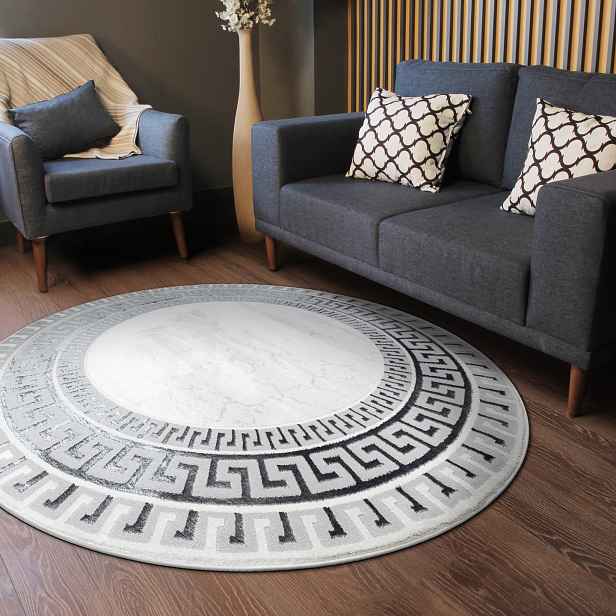 Kusový koberec Allure 1960 white/grey kruh, 200x200 (průměr) kruh, šedá, kancelář, Dywany Łuszczów