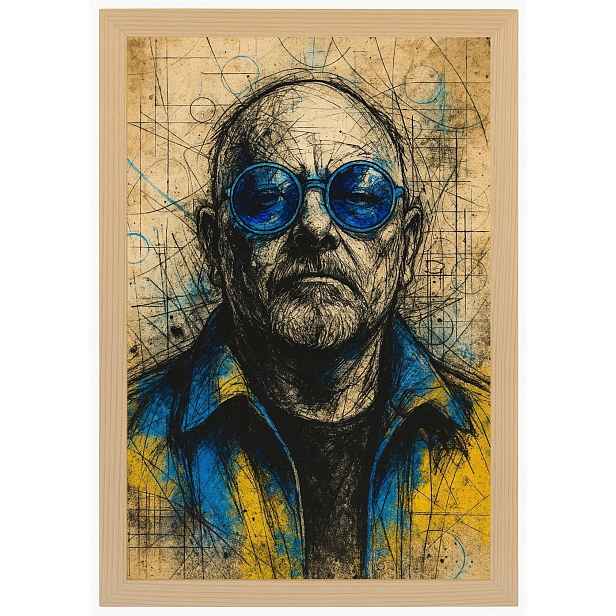 Plakát Rámeček Dřevěná Grafika Muž Náčrt, Kresba Muže 40x60