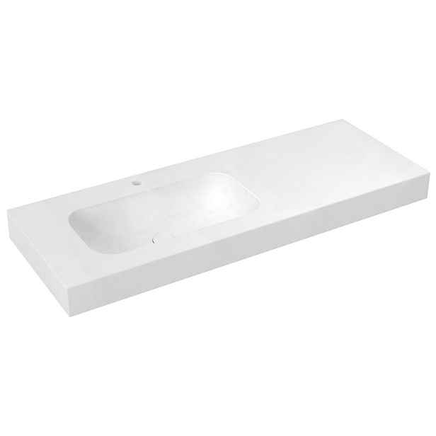 Sapho EMICO umyvadlo, Rockstone, 190x50cm, límec L, levé, bílá mat