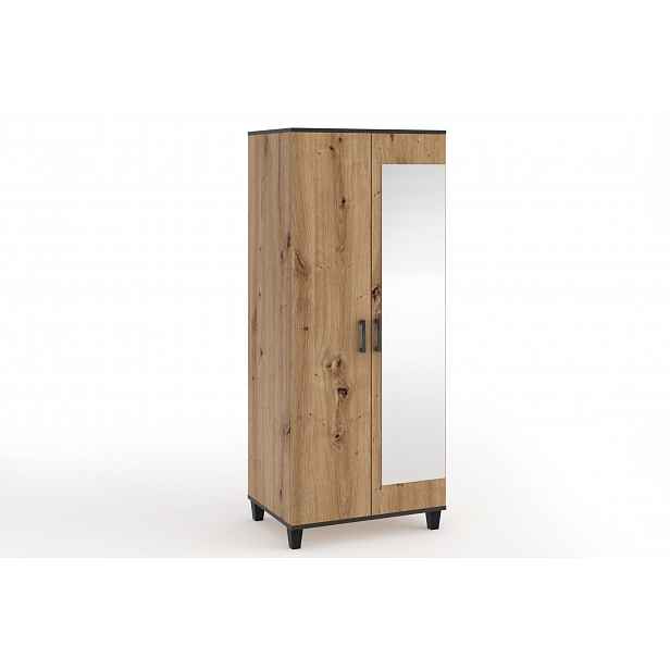 Šatní skříň se zrcadlem 80 cm NAIRI - dub artisan