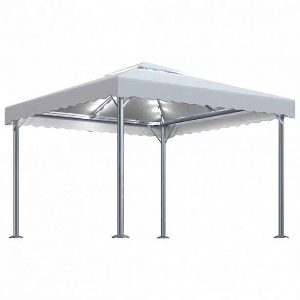vidaXL Altán se světelnými LED řetězy 300 x 300 cm krémový hliník
