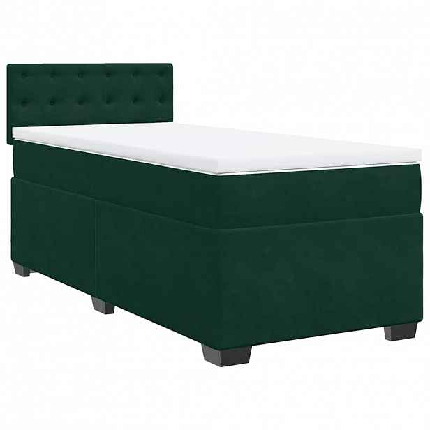 vidaXL Box spring postel s matrací tmavě zelená 90x200 cm samet