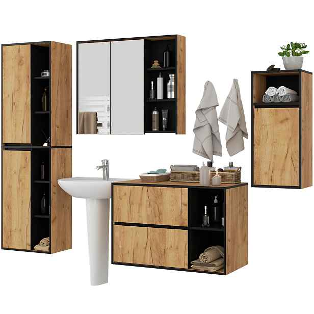 Ak furniture Koupelnová sestava VAMI dub craft/černá