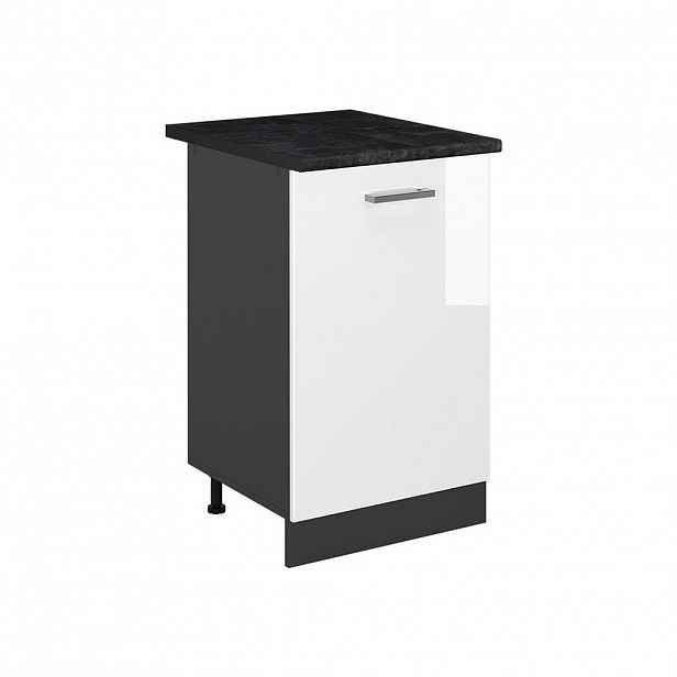 Vicco SPODNÍ SKŘÍŇKA KUCHYŇSKÉ LINKY R-Line, Bílá vysoký lesk/Antracit, 50 cm pracovná doska antracitová