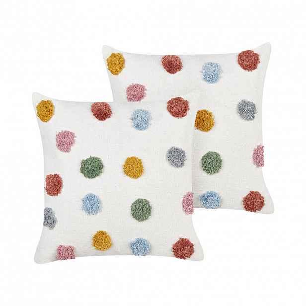 Beliani DEKORATIVNÍ polštář sada 2 ks Bílý 45/45 cm Wallflower