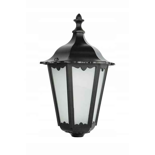 Hlava retro venkovní lampy, klasická, černá, skleněná, 39 cm, IP43 Su-ma