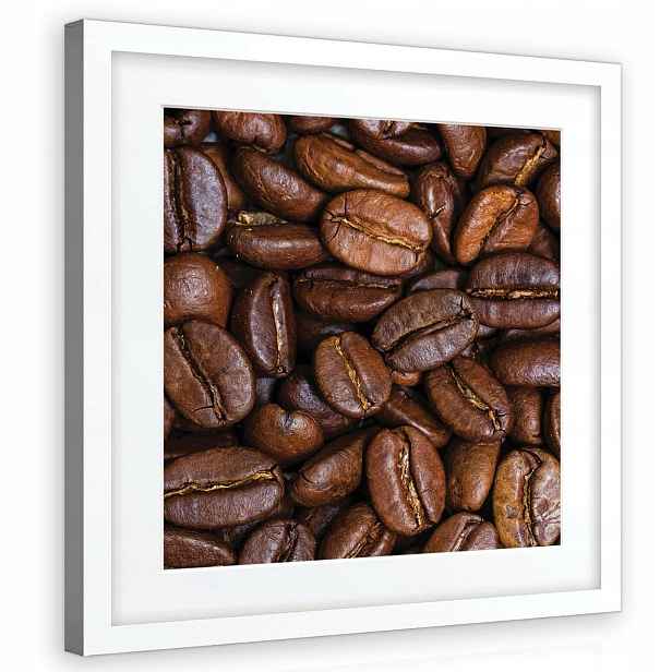 Obraz 80x80 Kávová zrna hnědá textura aroma ráno energie útulnost