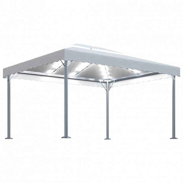 vidaXL Altán se světelnými LED řetězy 400 x 300 cm krémový hliník
