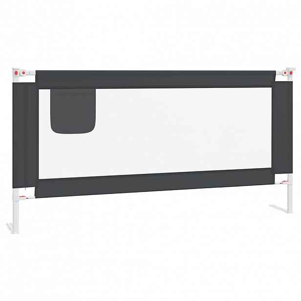 vidaXL Dětská zábrana k postýlce tmavě šedá 180 x 25 cm textil