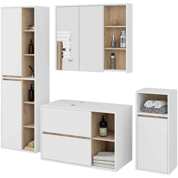 Ak furniture Koupelnová sestava VAMI II bílá/dub sonoma