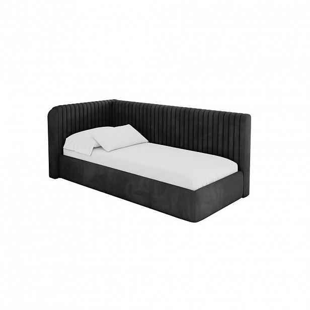 ALTDECOR JEDNOLŮŽKOVÁ POSTEL pro mládež s úložným prostorem, vpravo - AURY 90x200 černá