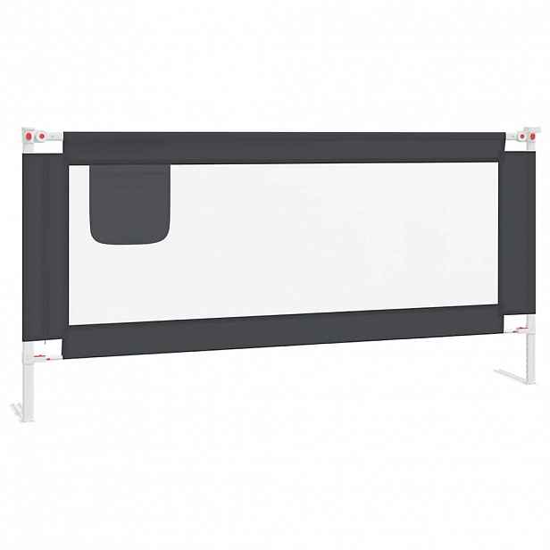 vidaXL Dětská zábrana k postýlce tmavě šedá 190 x 25 cm textil