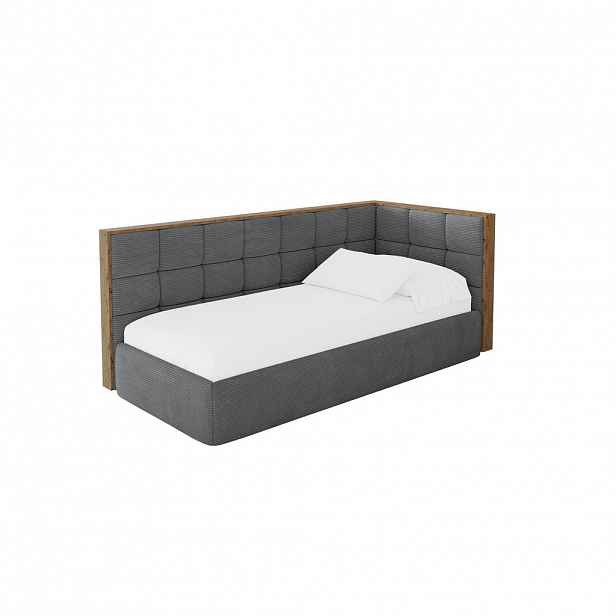 ALTDECOR JEDNOLŮŽKOVÁ POSTEL pro mládež s úložným prostorem, vlevo - SOVY 90x200 tmavě šedá