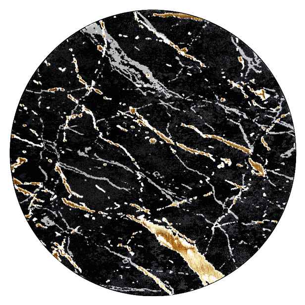 Kusový koberec Allure 1963 black/gold kruh, 100x100 (průměr) kruh, černá, kancelář, Dywany Łuszczów