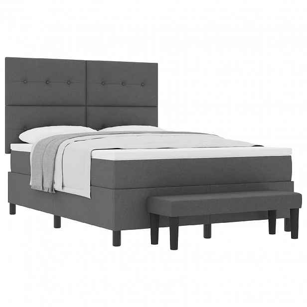 vidaXL Postel s boxspringem s polštářem Tmavě šedá 140 x 190 cm textil