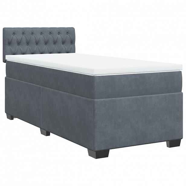 vidaXL Box spring postel s matrací tmavě šedá 90x200 cm samet