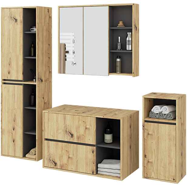 Ak furniture Koupelnová sestava VAMI II dub artisan/grafitově šedá