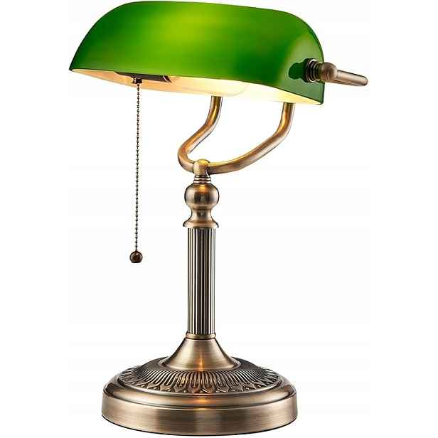 Dekorativní Stolní Lampa „bankovní Lampa“ Se Zeleným Stínítkem