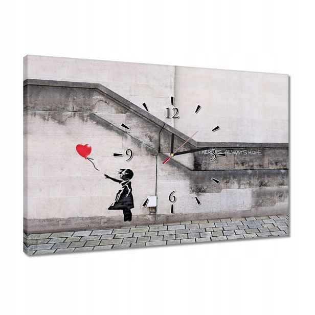 Hodiny 60x40 Banksy Dívka Balónek