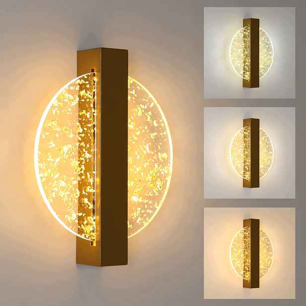 Moderní Zlaté Nástěnné Led Svítidlo Do Obývacího Pokoje 12W, Nastavitelná Barva Světla (3000K/4500K/6500K)