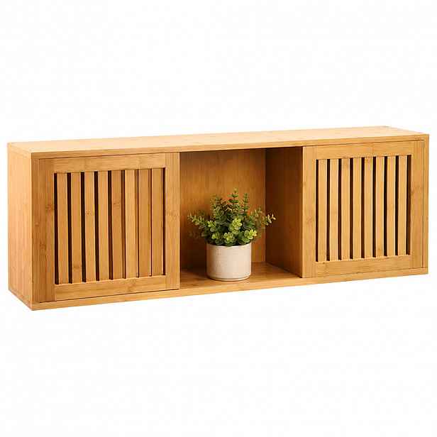 Relaxdays POLICE přírodní bambus 2 posuvné dveře 92,5 cm