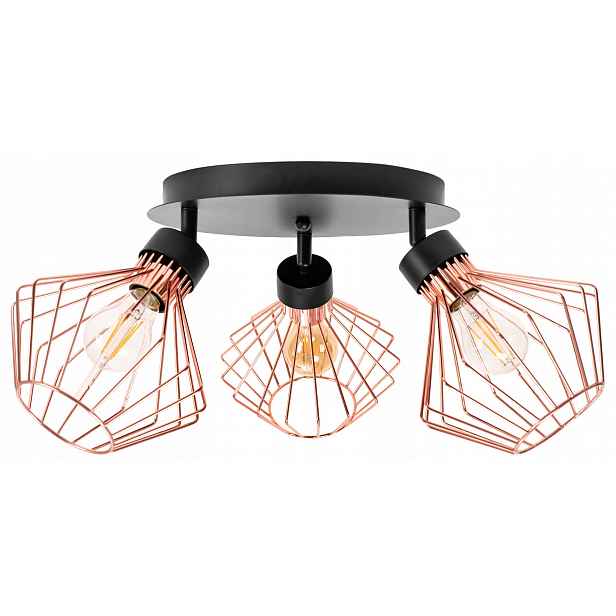 Trojitá Kovová Lampa Loft Stropní Svítidlo Černá Rose