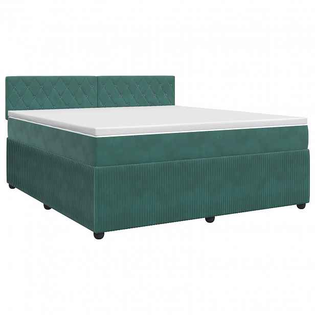vidaXL Postel boxspring s matrací Tmavě zelená 180 x 200 cm Samet