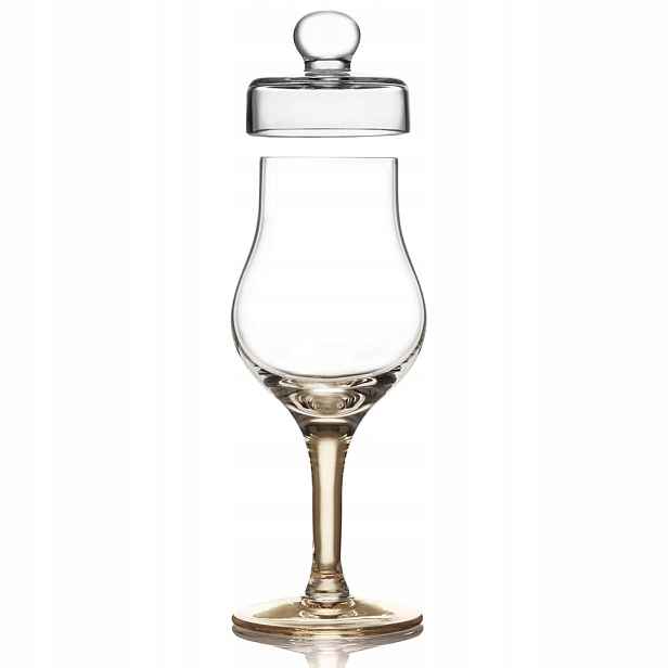 Amber sklenička na whisky s víčkem, jantarová