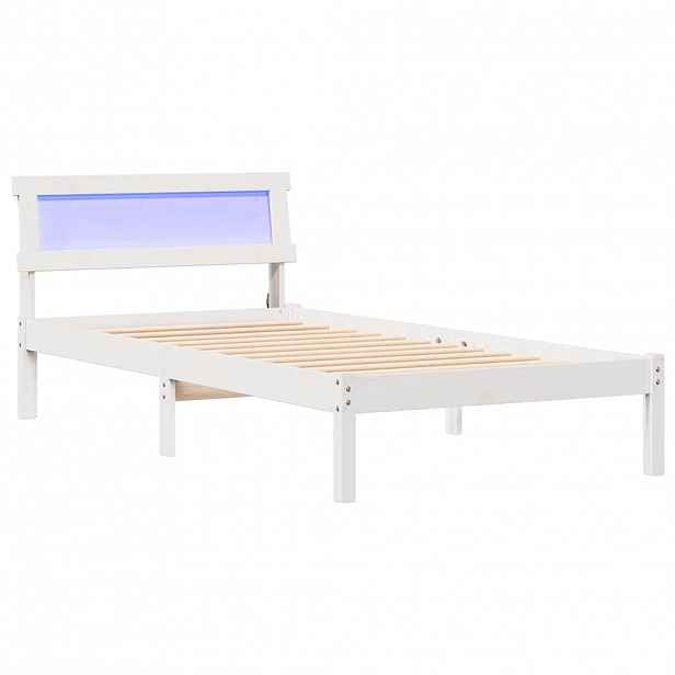vidaXL Rám postele s čelo Bílá 90 x 200 cm Masivní borové dřevo