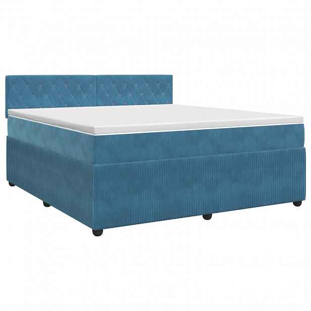 vidaXL Postel boxspring s matrací Tmavě modrá 180 x 200 cm Samet
