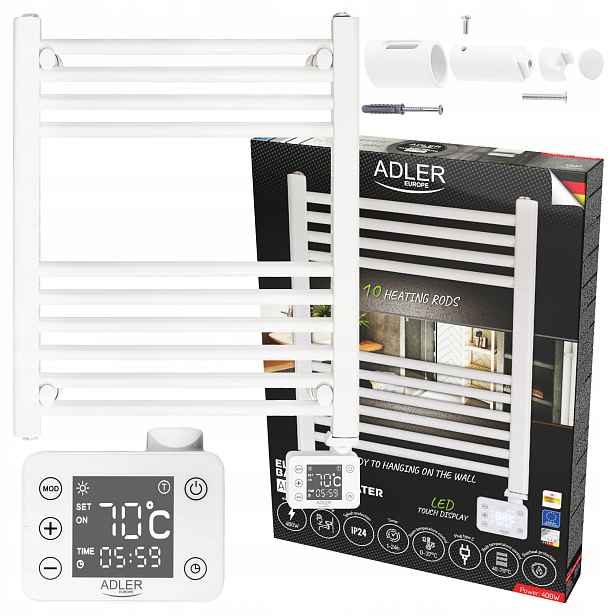 Elektrický Led koupelnový radiátor Ad 7823 – rychlé sušení a topení