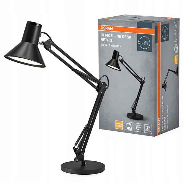 Stolní Led stolní lampa stmívatelná 9W 3000K 393lm černá Office Line